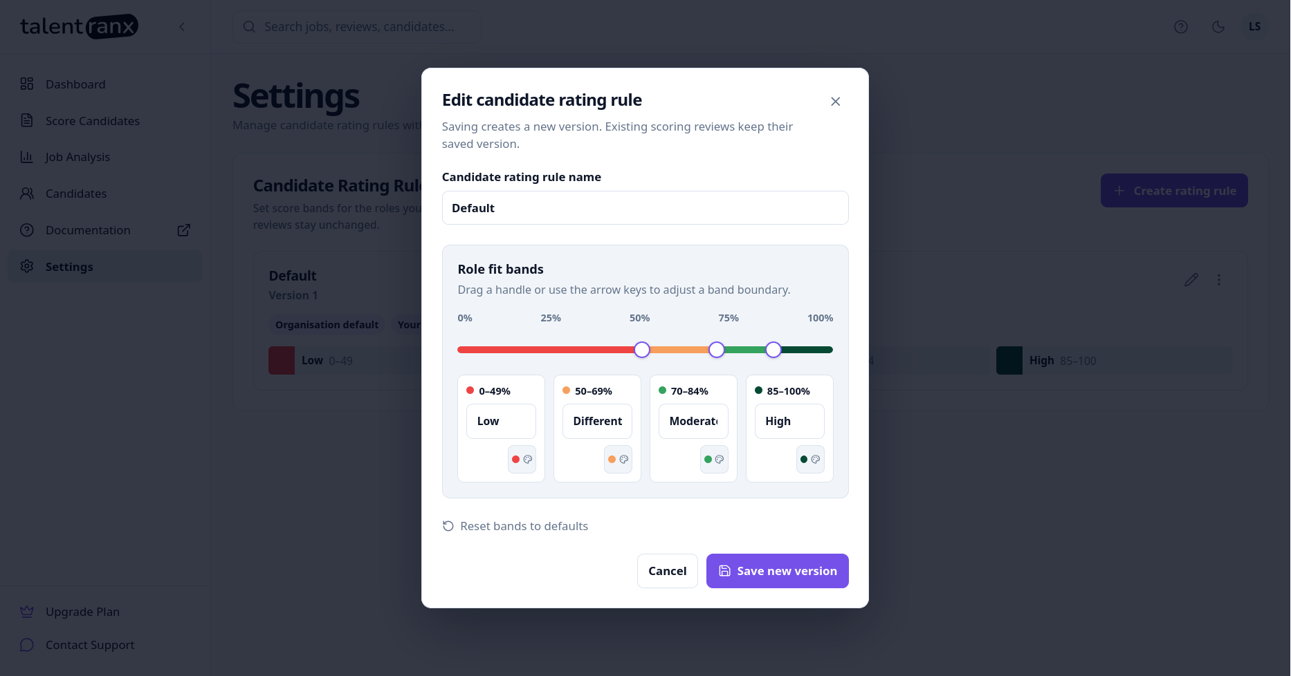 Candidate rating edit rule